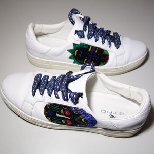 Etro Tribal Patch Leather Trainer Sneakers Made In Italy, Size 10 US (41 EU)